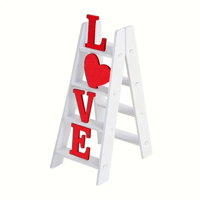 Valentines Day Love Ladder Tabletop Decoration Wood Sign for Romantics Home Wedding Parties Table Centerpieces Decors