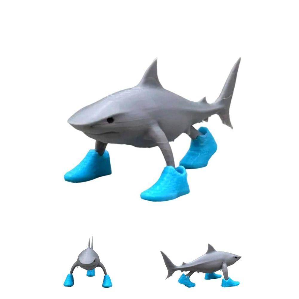 Desk Decor Shark Figurine Toy 3D Printed Shark Meme Figurines  for Colleagues and Friends