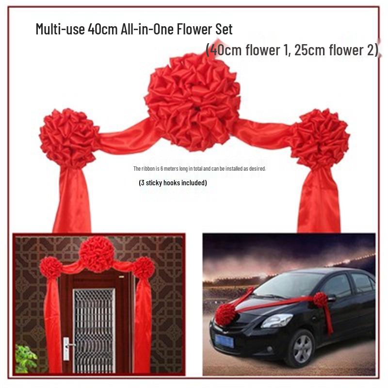 

Luxury Wedding Car Decoration Set: Main Car Floral Display & Greeting Car Bouquet