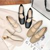 Square Headed Pumps for Women's 2025 Spring New Item Soft Leather Retro French Shallow Mouth Low Heel Mary Jane Shoes Women