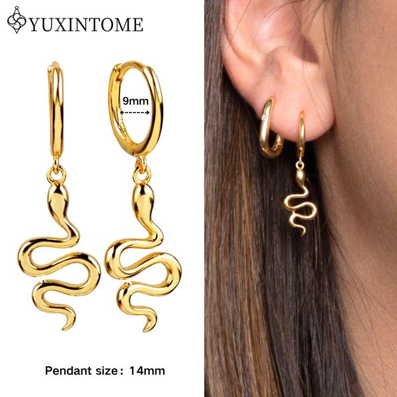 YUXINTOME 925 Silver Ear Needle Zircon Hoop gold Earrings For Women Square Plate Pendant Cutout Heart Earrings Fashion Jewelry