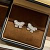 New Vintage 100% Pure 925 Sterling Silver Butterfly Earring Pave Aaa Full Zirconia Ear Studs For Women Fine Luxury Jewelry