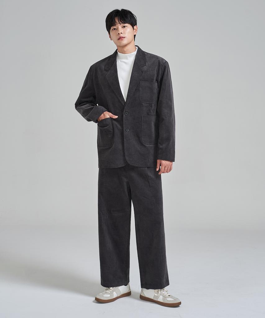 PRAIRIE Corduroy Wide Slacks (Charcoal)
