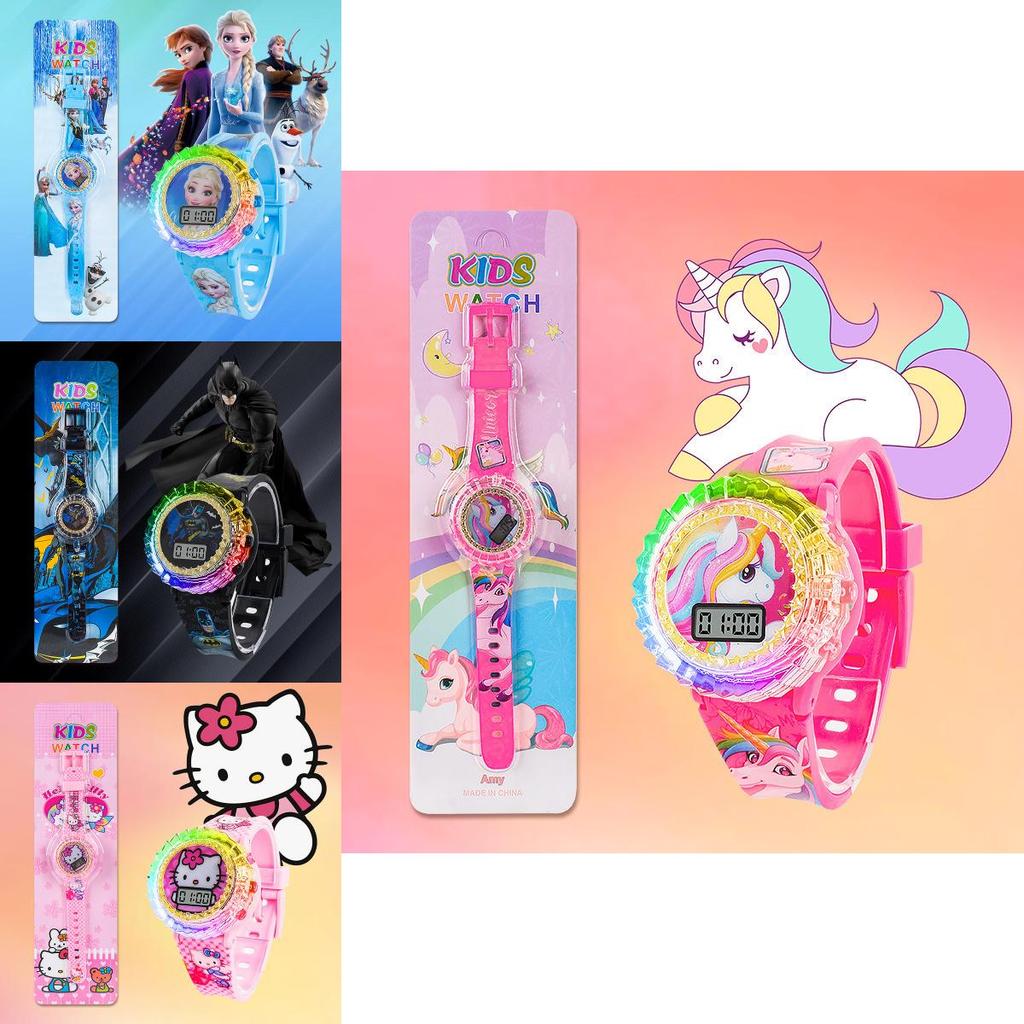 Kinder Cartoon LED Uhr mit Iron Man Batman Frozen Hello Kitty Design für Schulkinder