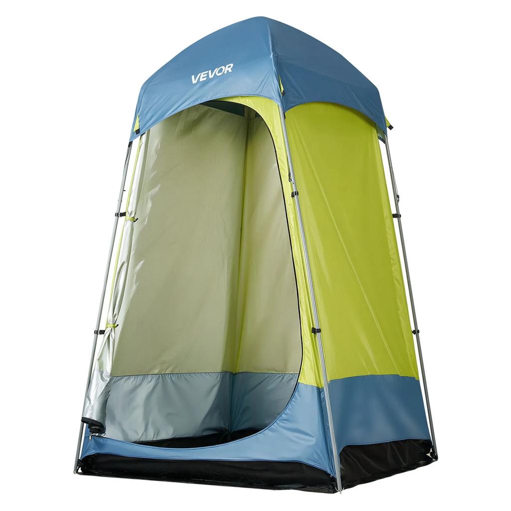VEVOR Camping Shower Tent, 1 Room, Portable Privacy Tent Changing Room with Ground Stakes, Ropes, Carry Bag, and Steel Poles