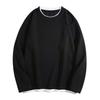 Men O-Neck Waffle Sweatshirt Fake Two-Piece Long Sleeve T-shirt Casual Loose Pullover for Spring Autumn Daily Wear Street