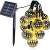 Moroccan Wrought Iron LED Solar String Lights Outdoor Metal Ball Decor