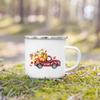 Hello Pumpkin Print Enamel Mugs Coffee Cups Fall Thanksgiving Party Juice Mug Handle Cup Autumn Holiday Gifts for Family Friends