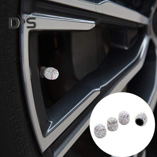 4 Stück glitzernde Reifenventilabdeckungen mit Strass-Dekor, einfache Installation, Universal-Ventilabdeckungen für Fahrzeug, LKW, Motorrad, Fahrrad, Auto
