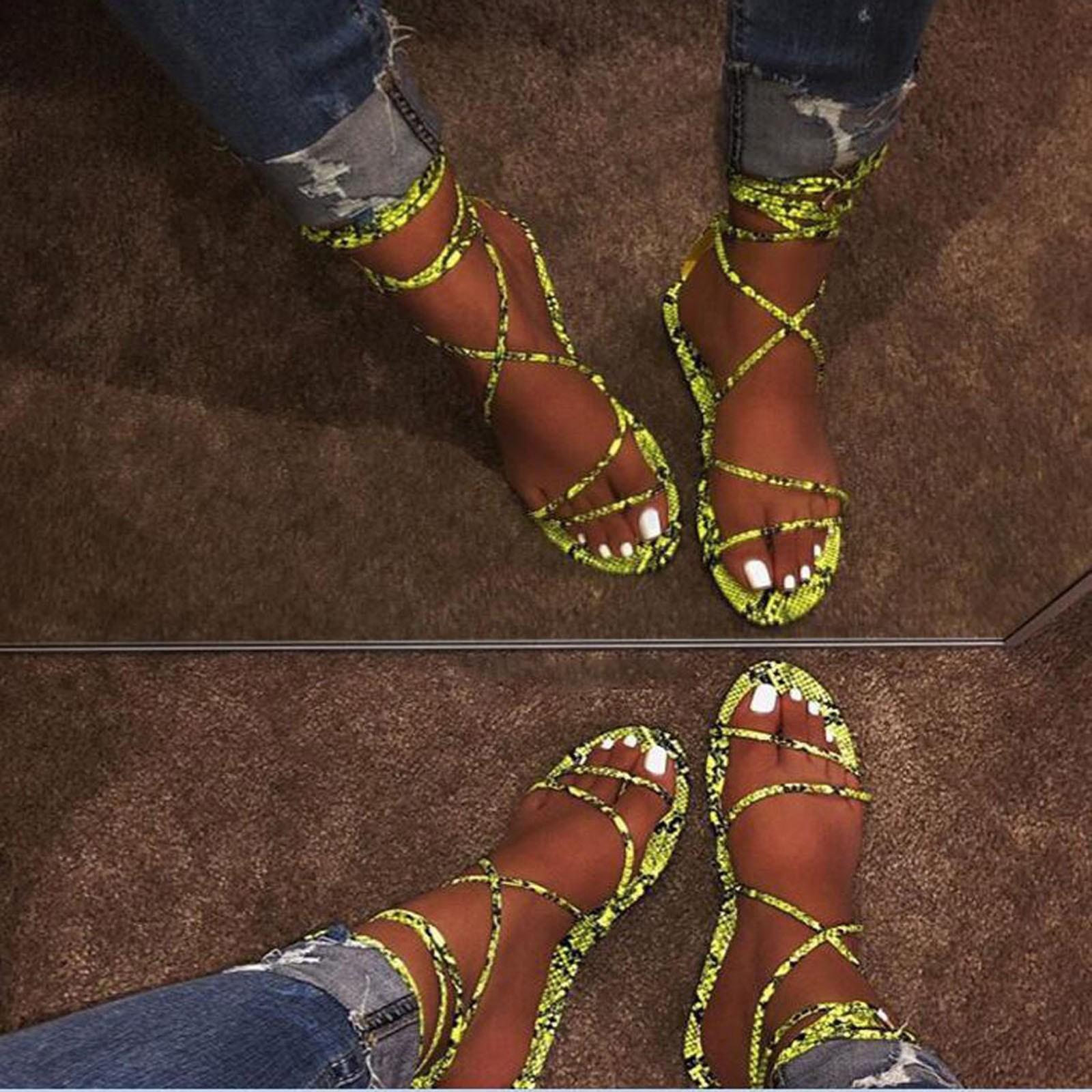 

Модные женские летние сандалии на плоской подошве со шнуровкой и открытым носком, дышащая обувь 40 жёлтый