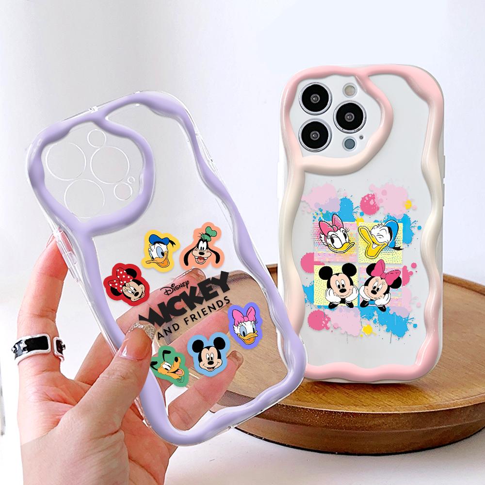 

Милый Микки и Минни Маус с узором кремовой текстуры, мягкий силиконовый чехол с волнистыми краями, чехол для телефона Samsung