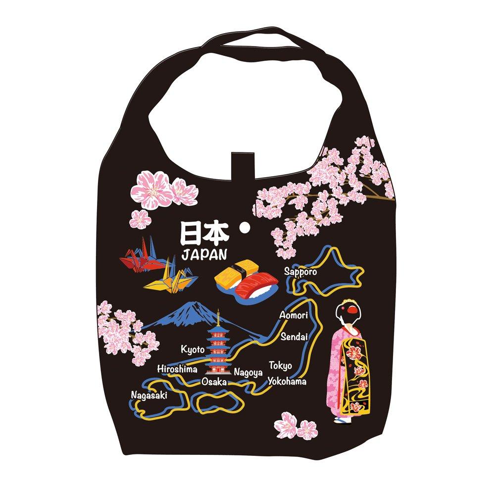 

Nor Corporation Eco Japanese with Storage Map of Bag, Pattern, Foldable, Pouch, Japan, Black, ECZ-1-37 чорний