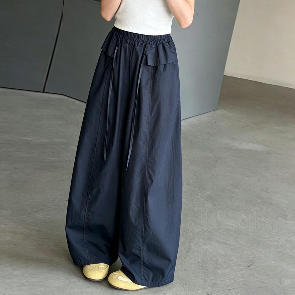 Girls' 2026 New Summer Korean Edition Elastic Waist Wide Leg Pants Cotton Thin Casual Pants Relaxing Air Ball Pants