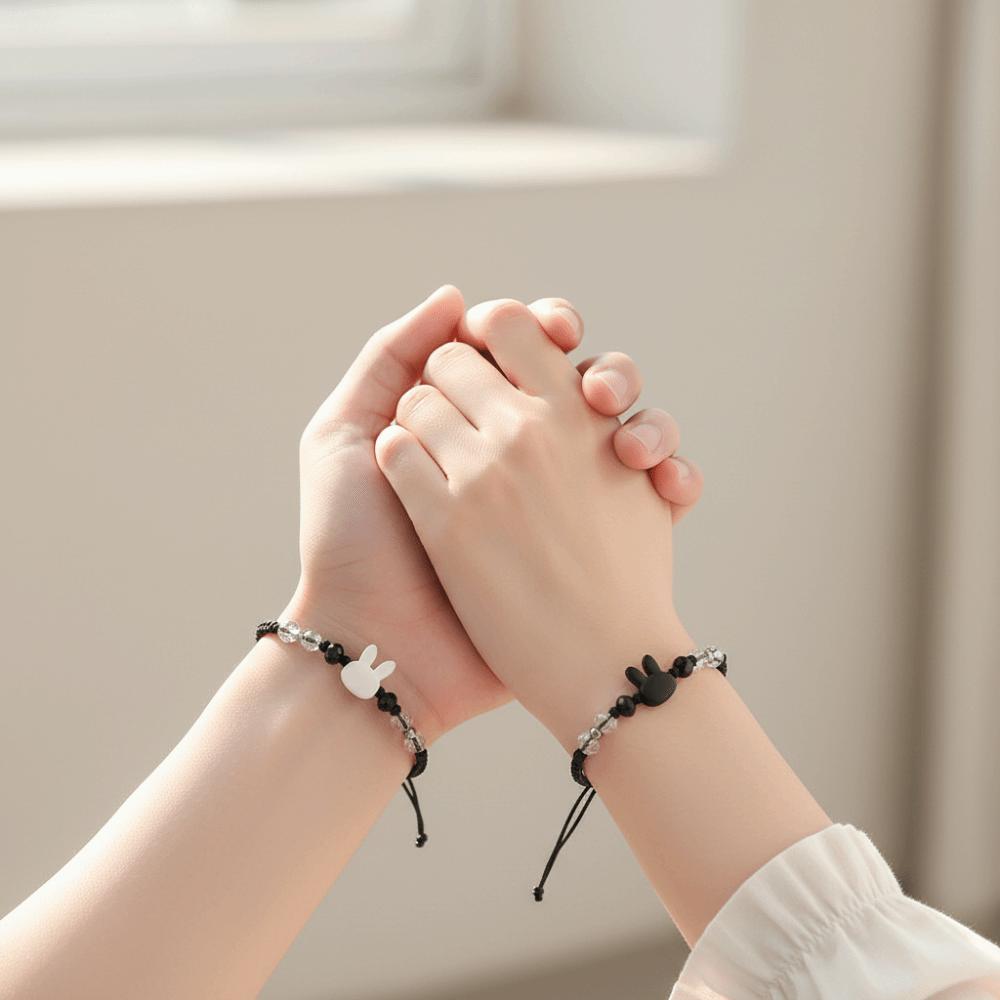 Moonstone Obsidian Rabbit Woven Bracelet Cute Cat Bracelet Fashion Couple Bracelet  Gift Giving