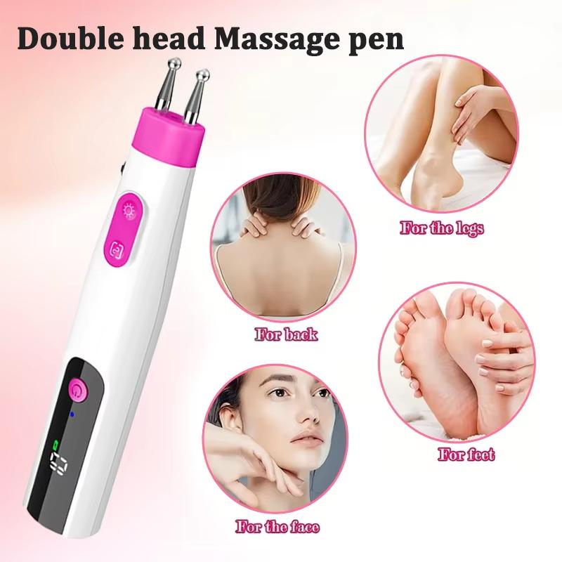 Multifunctional Electric Double-Head Massage Pen Intelligent Meridian Pen Type-C Fast Charging 10 Gears Adjustment For Neck Back