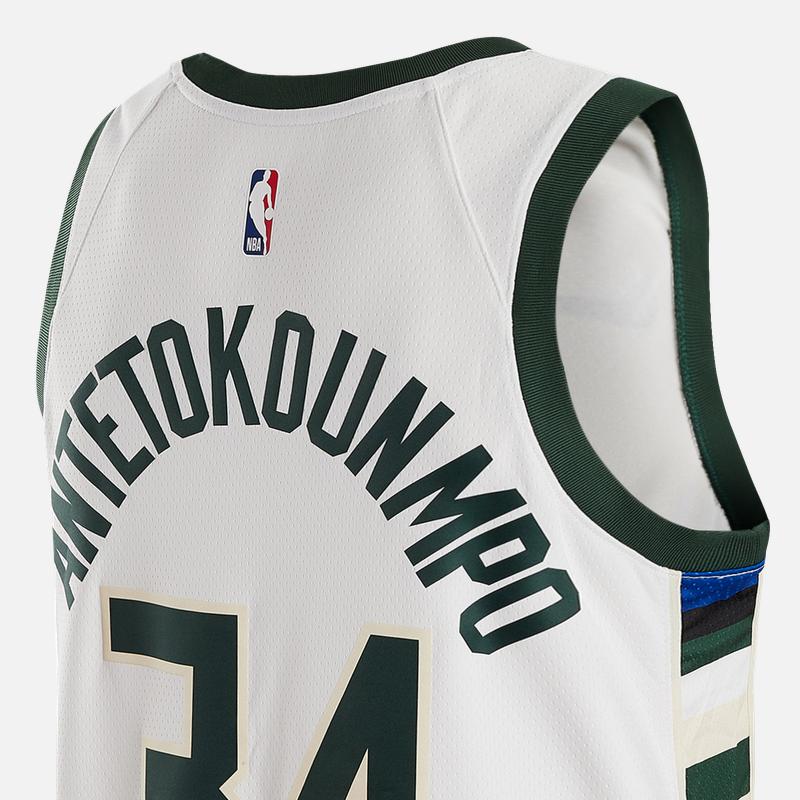 Nike NBA Bucks Jersey Fan Edition 22-23 - Giannis Antetokounmpo #34 Unisex Tops White DN2084-100