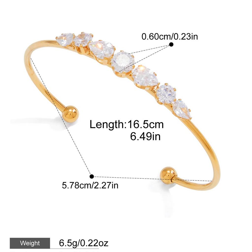 Yori Geometric White Cubic Zirconia Open Bracelet Bangle For Women High-grade Stainless Steel Fantasy Delicate Jewelry Gift