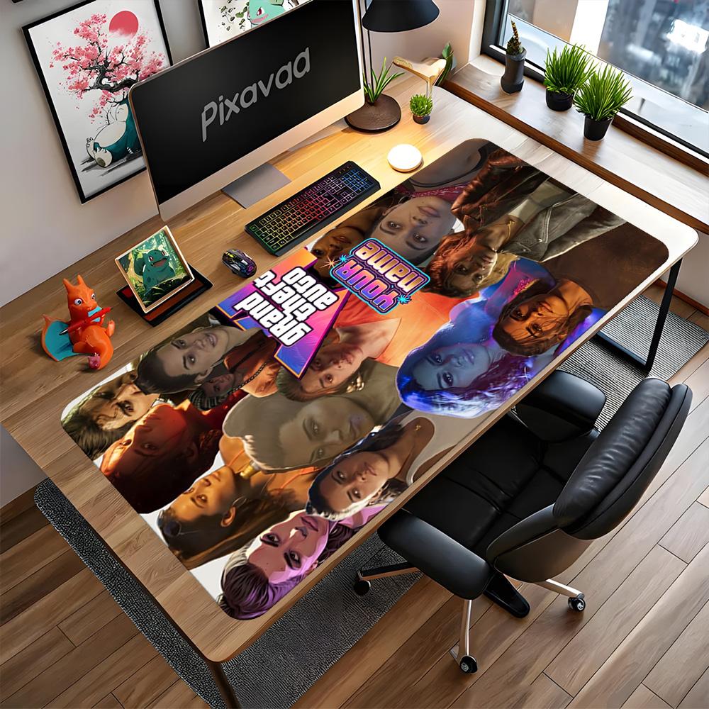 Grand Theft Auto Customize Text Mouse Pad Gamer Mousepad Ultra-Long Desk Mat Non-Slip Rubber Base Office Desk Accessory