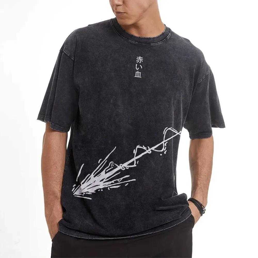 Anime Jujutsu Kaisen Choso Harajuku Retro Prané Tričko Bavlna Pánské Streetwear Nadměrné Dámské Krátký Rukáv Unisex Top