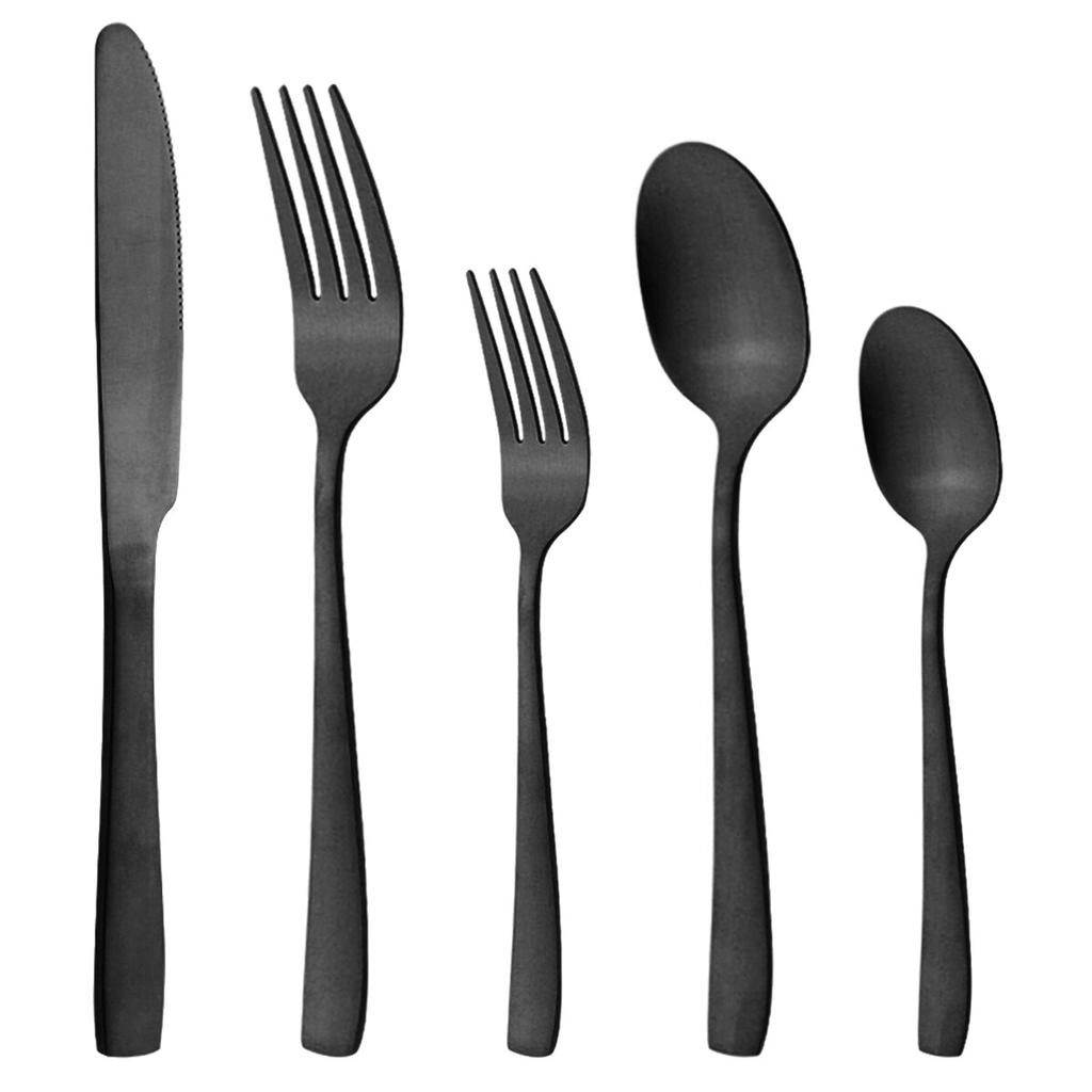 5Pcs Gold Matte Dinnerware Set Stainless Steel Cutlery Home Dessert Fork Spoon Knife Dinner Set Silverware Flatware Set