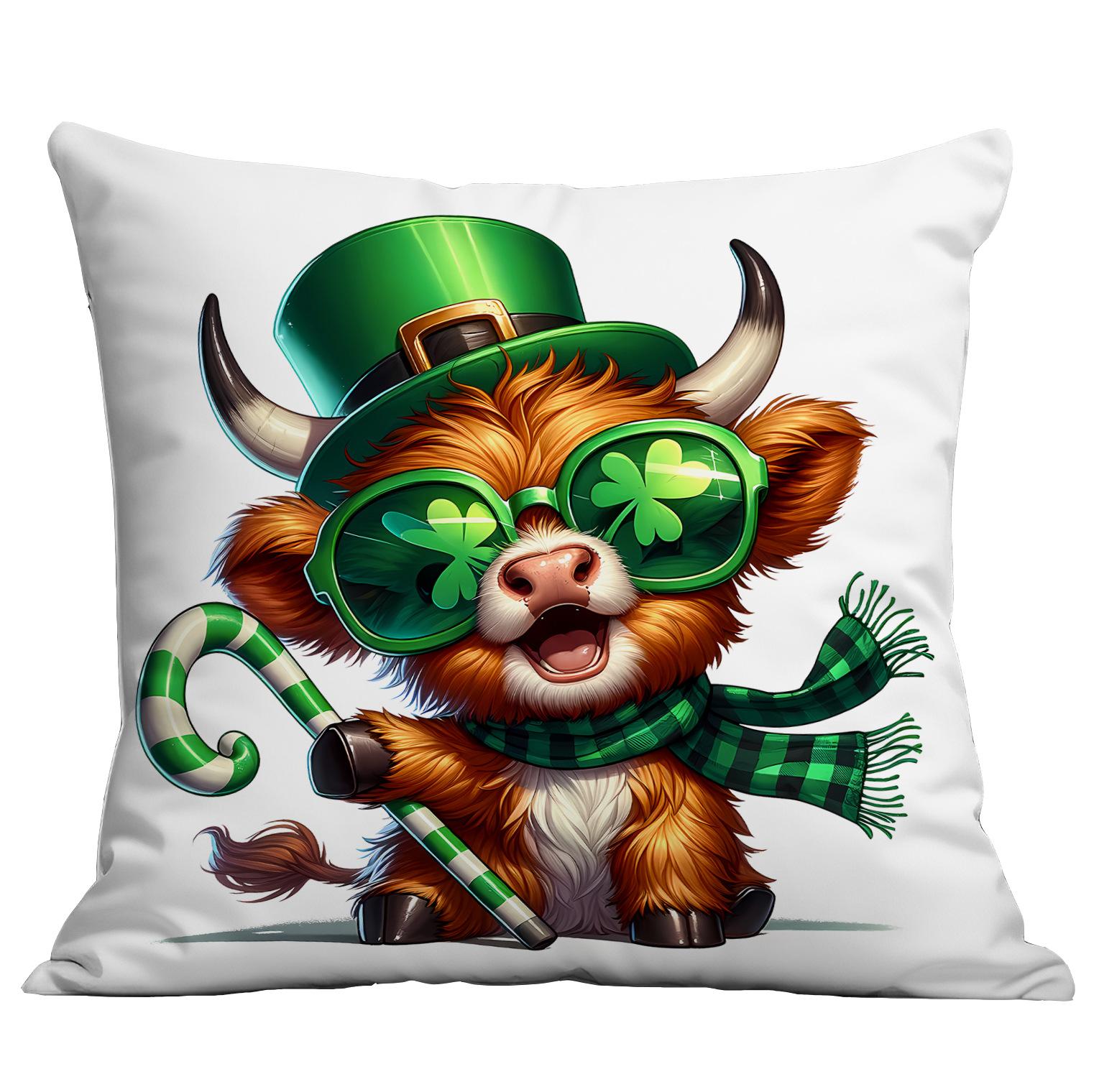 

New St. Patrick s Day Highlands Mavericks Pillowcase Ireland Day Lucky Grass Cushion Pillowcase 45 * 45Cm