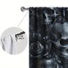 2pcs Terrifying Black Skull and Rose Printed Curtain for Halloween Home Decor - Rod Pocket Window Treatment for Bedroom, Office,