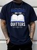 Unisex Crew Neck Tee Bookmarks Are For Quitters Open Book Slogan Print Short Sleeve Top Summer Loose Soft Casual Basic Daily Wear