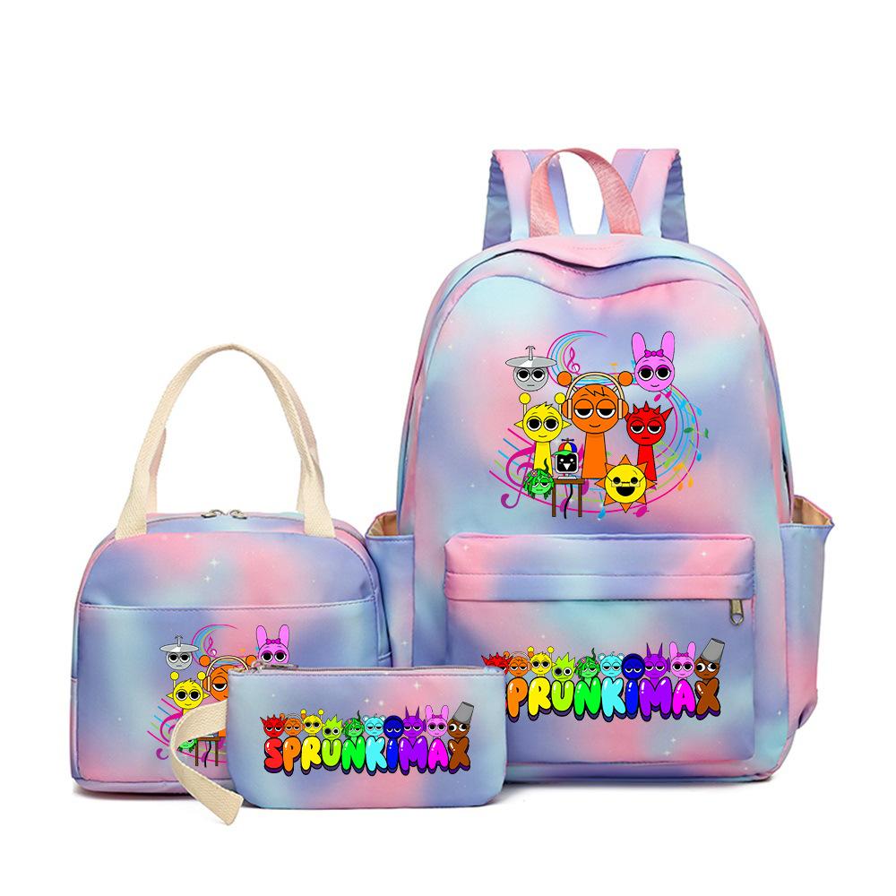 3D New Game Rhythm Box Sprunki School Bag Backpack Elementary and Secondary School Backpack Crossbody Bag Pencil Bag