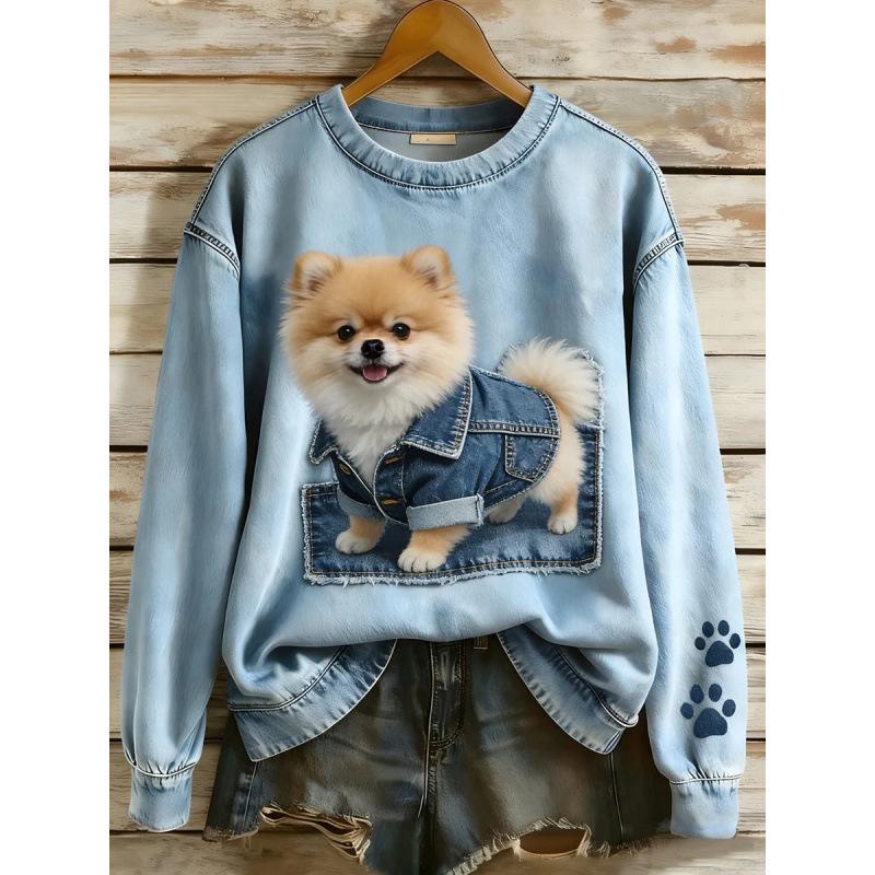 2026 3D Printed Cartoon Round Neck Long Sleeve Pullover Sweatshirt