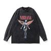 TKPA American Retro Nirvana Band Vintage Washed Short Sleeve T-shirt for Men