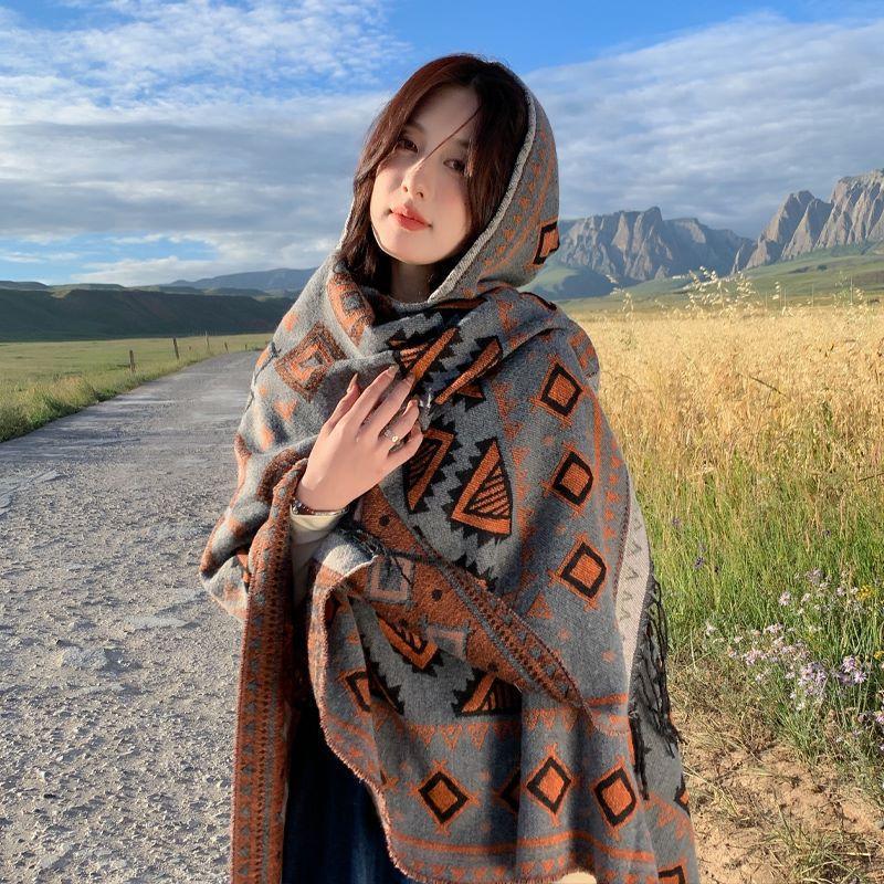 Hudvennlig og pustende Varm og allsidig Hjemme-, høst- og vinterdames reisesjal, tykk kappe, klimaanleggsteppe