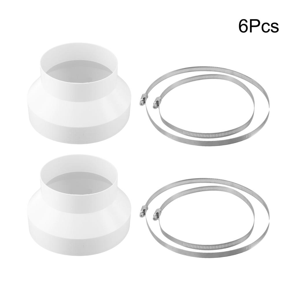2PCS Duct Reducer PVC Duct Adapter With Hose Clamp Adaptive Vent System (8 To 6 Inch) Reducing Connectors Home Improvement