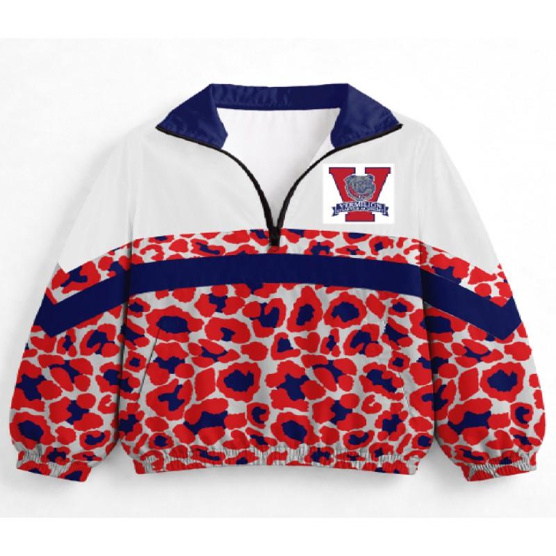 Womens Streetwear Zip-Up Stand Collar Sweatshirt 3D Digital Print Loose Fit Casual Top