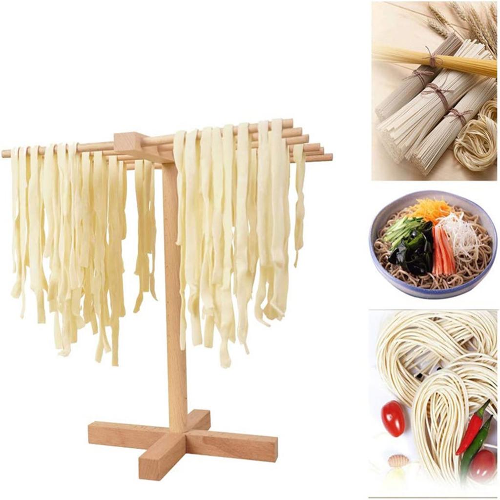 Wooden Pasta Drying Rack Wood Noodles Stand With 8 Bar Handles  Household Spaghetti Hanging Dryer Rack For Kitchen Home Noodles