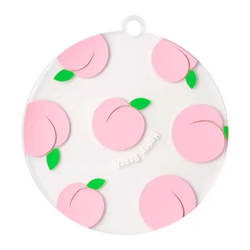 1PCS Round Fruit Silicone Coaster Waterproof Skid Insulation Cup Pad Reusable Pot Mat Kitchen Tableware Drinkware Decoration