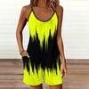 Tuta corta da donna senza maniche con spalline sottili, stampa tie-dye sfumata, tasca