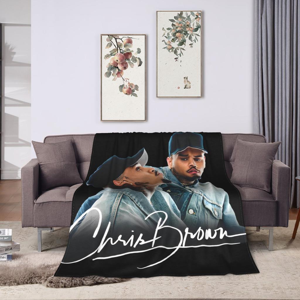 Middle Finger Vintage Chris Brown Blankets Fleece Autumn  Multi-function Super Soft Throw Blanket for Bedding Outdoor Bedspread