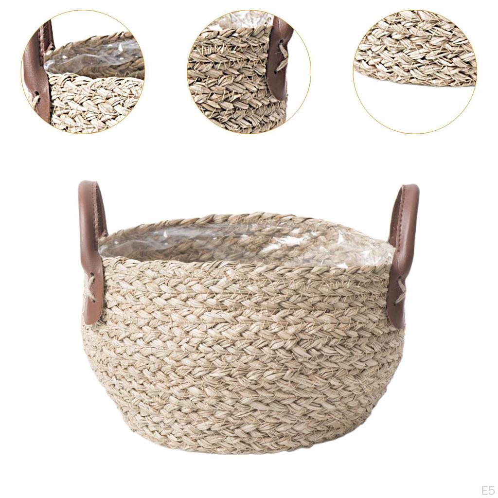 Woven Planter Basket Flower Pot Organizer Decorative Storage Basket, Plant Holder for