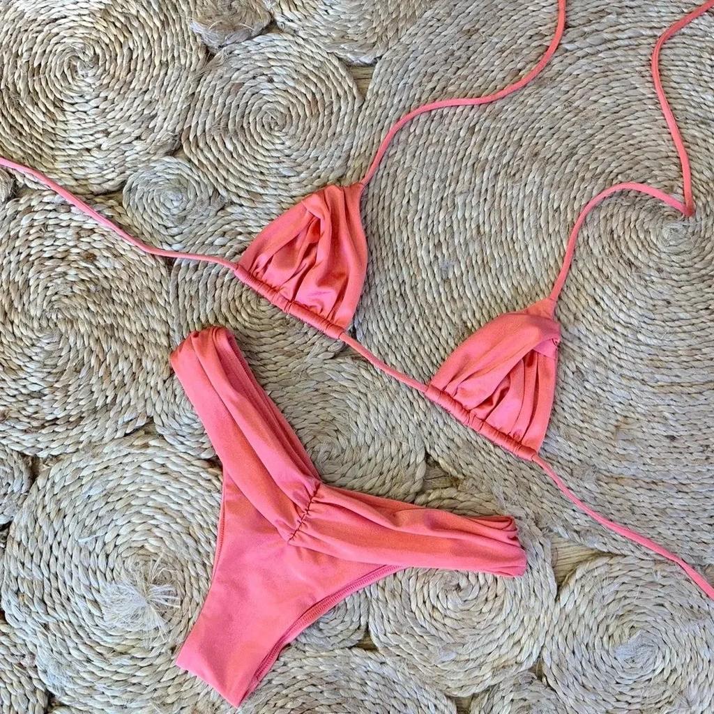Bandage Bikinis Set Sexy Bikini Sets Solid Swimsuit Women Beachwear 2026 Summer Swimwear High Cut Bathing Suit Beach Biquinis