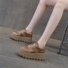 Dexun Shoes Platform Spring Heightening Women's Retro Matte Leather Plus Rhinestones Casual Fashion Sports Board Shoes Women's Shoes