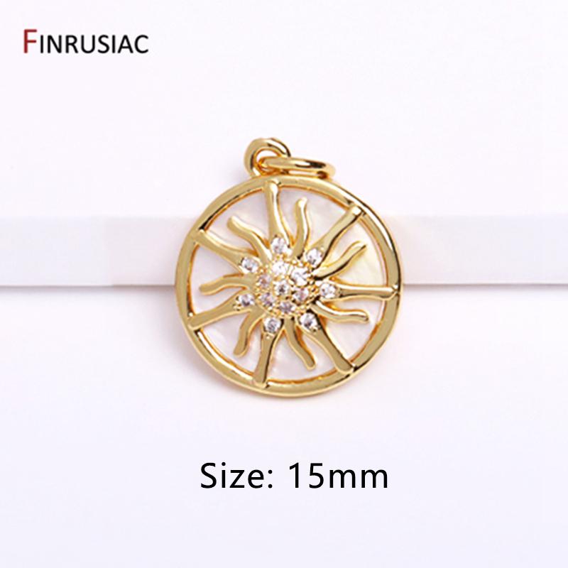DIY Nacklace Making Supplies Inlaid Zircon Round Sun Charms Gold Plated Brass Sun Pendants For Jewelry Making Accessories