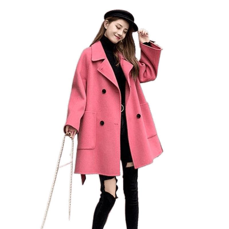 Winter long loose woolen coat women's large size 0kg temperament woolen cardigan jacket