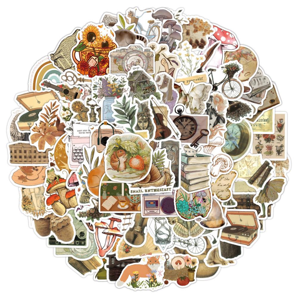 50110Pcs Classic Vintage Stickers Retro Aesthetic Cottagecore Decor For Scrapbooking Laptop Fridge Guitar Travel Luggage