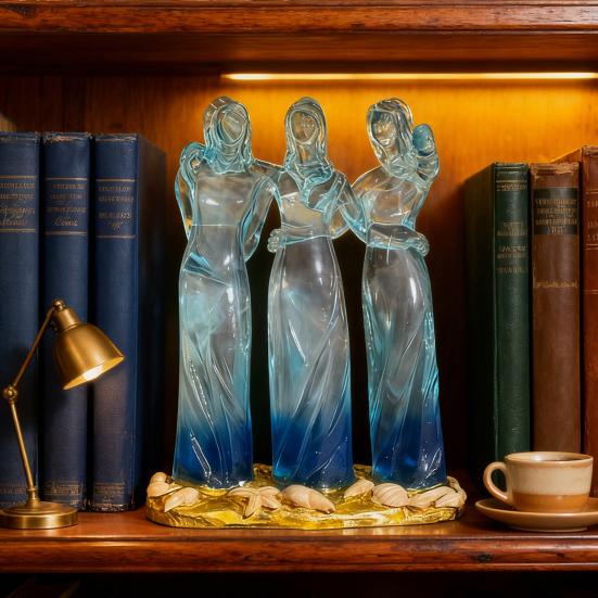 Friendships Celebration Sculpture Clear Carved Two/Three/Four Sisters Statue Figurine Decoration Women Friends Besties Female Birthday Christmas Gifts