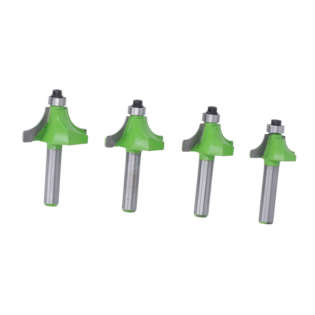 4 Pcs Roundover Router Bit 8mm Shank 58in 34in 78in 1in Radius High Hardness Corner Rounding
