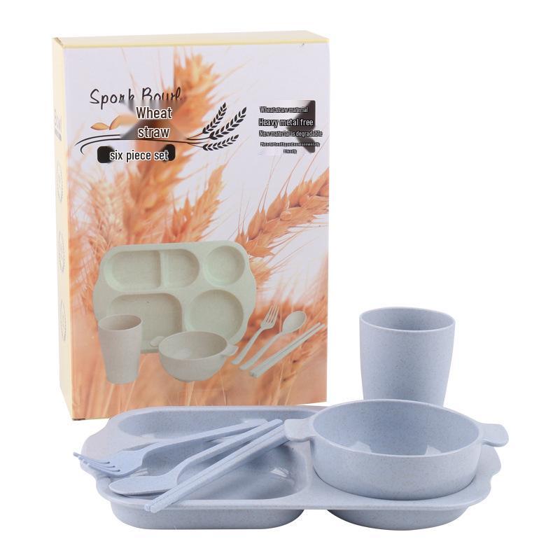 Eco-Friendly Wheat Straw Tableware Set: Portable Fork, Spoon, Chopsticks (3-Piece) + Cup, Bowl, Plate (6-Piece) - Ideal Promotional Gift