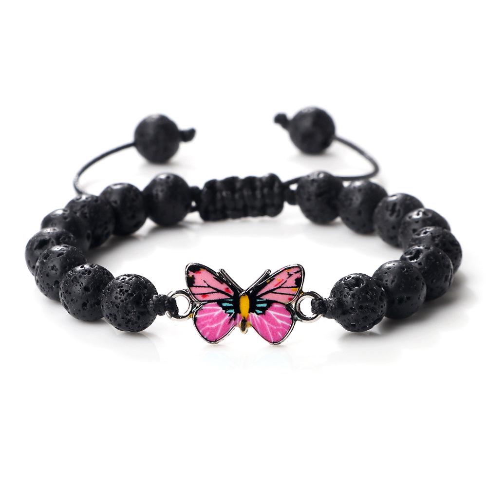 Adjustable Hand-Woven Bracelet with Butterfly Pendant for Women, Men's Gift, In Stock