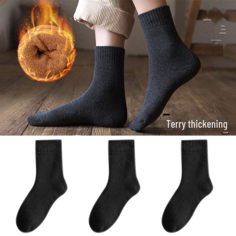 "Plush Thick Winter Mid-Tube Terry Socks: Cold-Resistant Towel Floor Socks for Men and Women"
