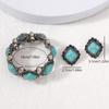 New Fashion Boho Turquoises Ear Studs Elastic Bracelet Bangle For Women Ethnic Vintage Bohemian Party Jewelry Gift