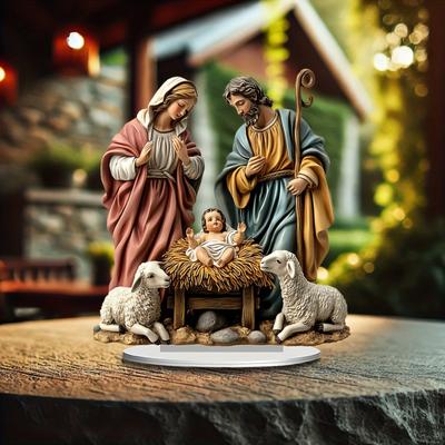 2D Flat Acrylic Christmas Nativity Scene Set, Christmas Interior Christmas Scene Set, Christmas Nativity Scene Set And Figure Model, Suitable